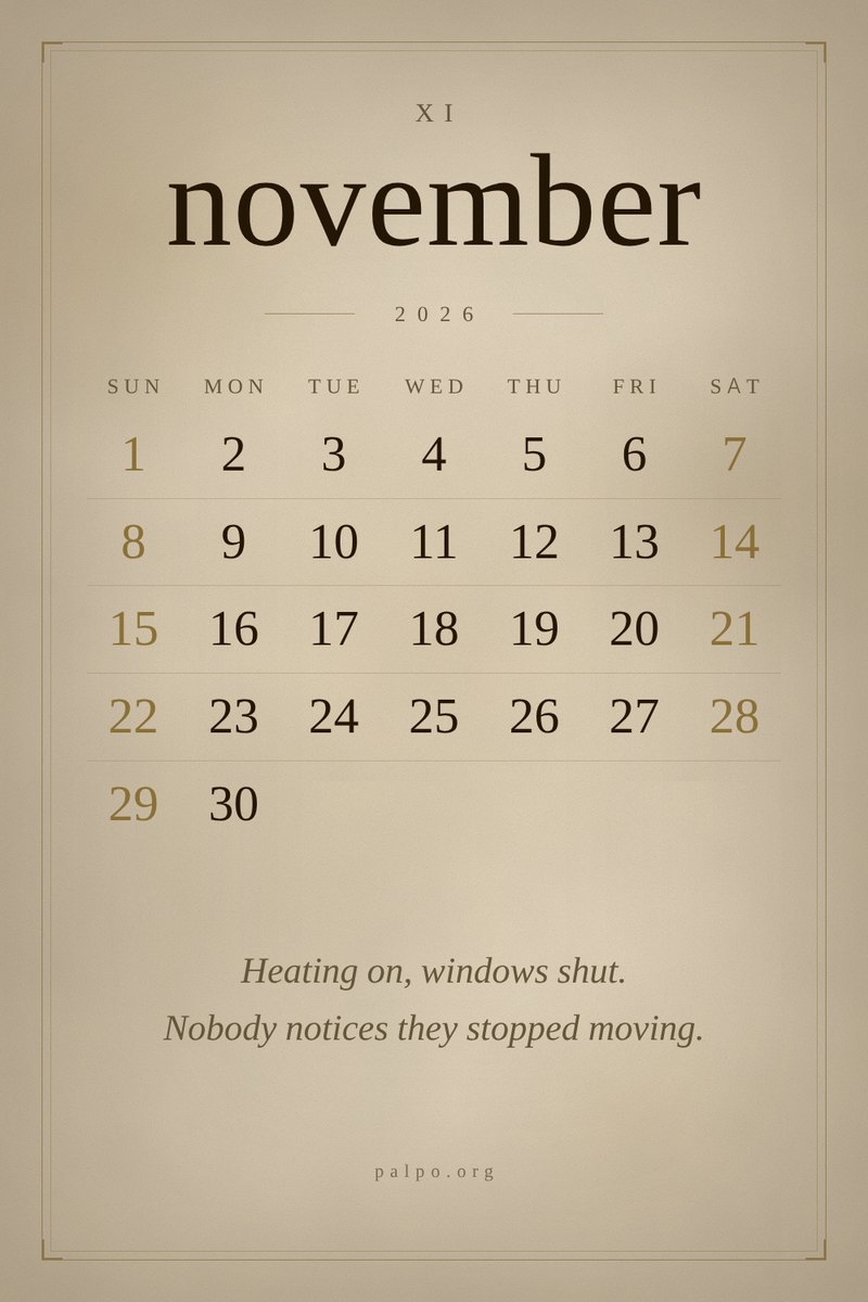 Wallpaper calendar for November 2026, light version