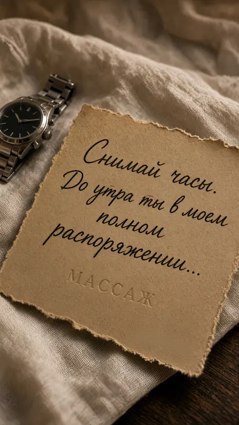 Записка рядом с часами. «Снимай часы. До утра ты в моём полном распоряжении…»
